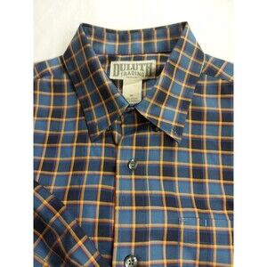 Duluth Trading Co Men's Long Sleeve Button Down Blue/Orange Size M